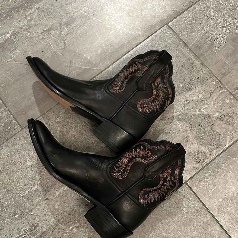 RIO Of Mercedes Black Short Leather Western Boots - Picture 7 of 12